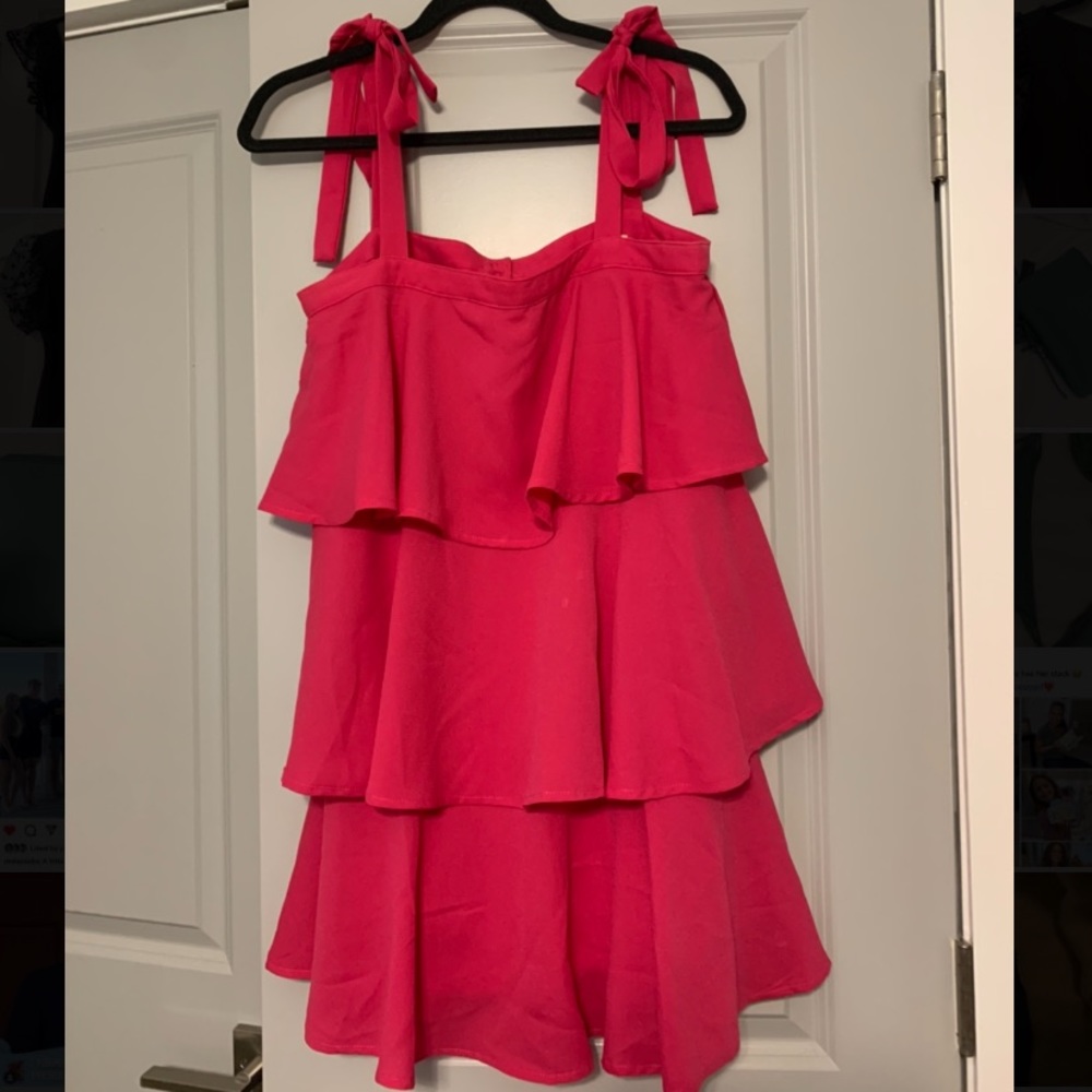 pink ruffle tiered dress